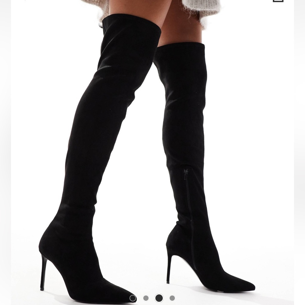 ASOS DESIGN Kathryn High-Heeled Over the Knee Boots in Suede Black